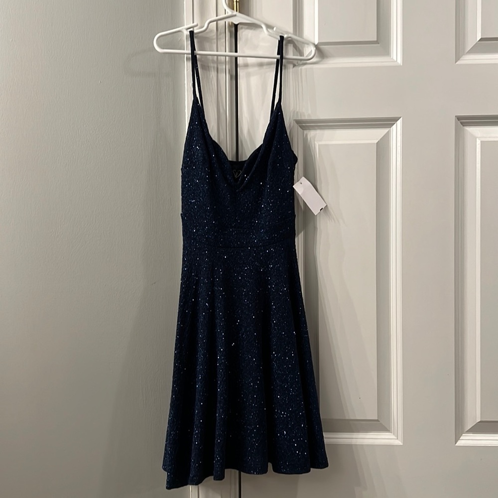 windsor dress, blue with sparkles, never worn, size XS